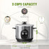 3-Cup 1-3 Uncooked Rice Cooker Small - Ceramic Coating Non-Toxic Inner Pot, One-Touch Multifunction