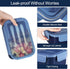 Caperci Classic Bento Box Adult Lunch Box, 47 oz Leakproof 3-Compartment Container for On-the-Go Eating, Navy Blue