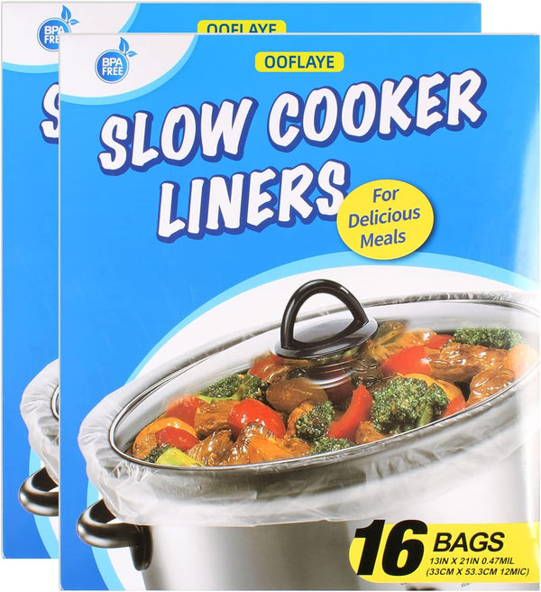 32 Bags Slow Cooker Liners, Disposable Multi Use Cooking Bags for 3QT to 8QT, BPA Free