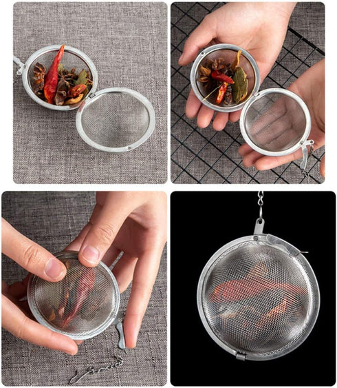 Mayata 3pcs Stainless Steel Fine Mesh Seasoning Ball, Kitchen Soup Spice Stew Filter Tool, Metal Tea Bag Tea Ball (3pcs
