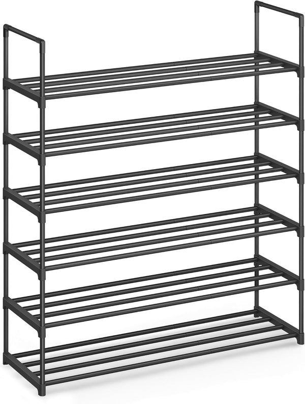 SONGMICS Shoe Rack, 6-Tier Shoe Organizer, Metal Storage Shelf, Upright or Upside