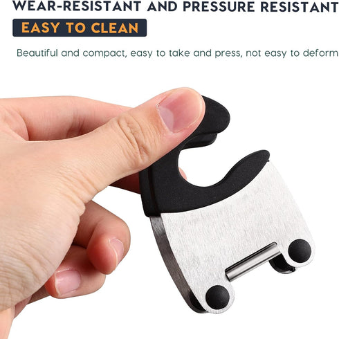 DOITOOL 2pcs Pot Clip Holder Utensil Rest, Stainless Steel Kitchen Gadget for Home Restaurant (Black)