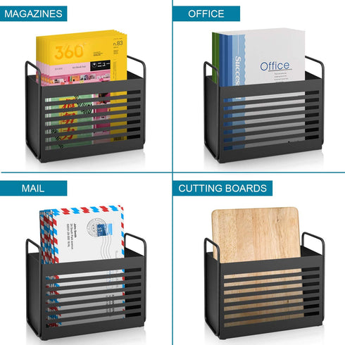 Magazine Rack, File Holder Organizer Bin for Magazines, Books, Newspapers, Tablets in Home Office, Black