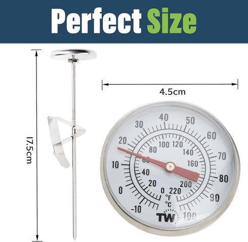 Premium Milk Thermometer with Clip and 7 Inch Probe for Steaming Milk