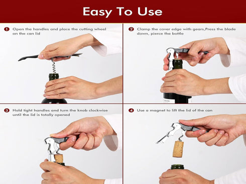 Professional Waiter Corkscrew Wine Openers Set (4 PCS), Upgraded Heavy Duty Stainless Steel Hinges Wine Key for