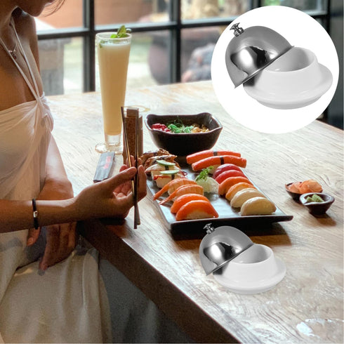 Ceramic Butter Dish with Lid - Stainless Steel Dome Container for Countertop, Kitchen Use