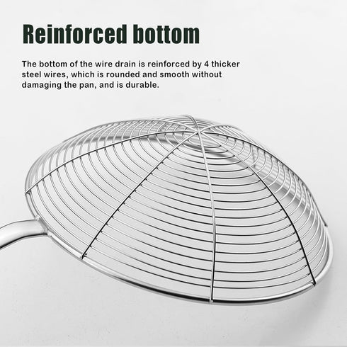 Spider Strainer, 7.9-Inch Extra Large Cooking Spider Spoon with Wood Handle, Stainless Steel Utensil