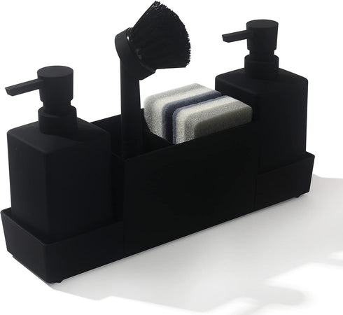 Kitchen Soap Dispenser with Sponge Holder Set for Sink Caddy, Hand Soap