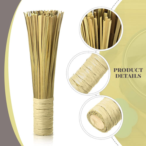 4 Pack 12 Inches Bamboo Wok Brush Cleaning Whisk, Kitchen Scrub Brush and Pot Scraper for Cooking Utensils