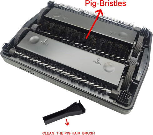 EZ SPARES Quiet Floor Sweeper with Pig-Bristles, Strong Roller Brush for Carpet Cleaning, Great for House, Office,