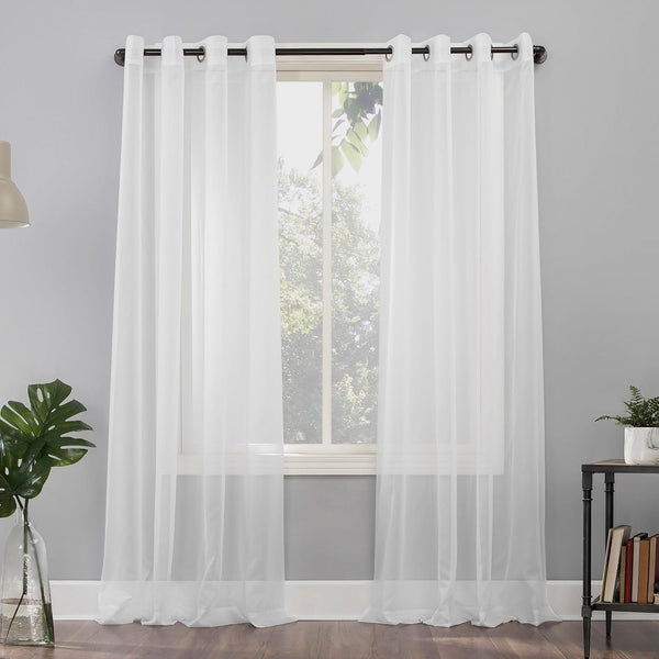 No. 918 Emily Sheer Voile Grommet Curtain Panel, 59" x 84", White