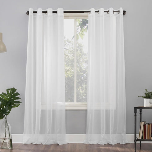 No. 918 Emily Sheer Voile Grommet Curtain Panel - 59" x 63", White