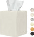 Tissue Box Cover, Cute Beige Linen Fabric Decorative Square Holder for Bathroom Vanity, Office, Nightstand