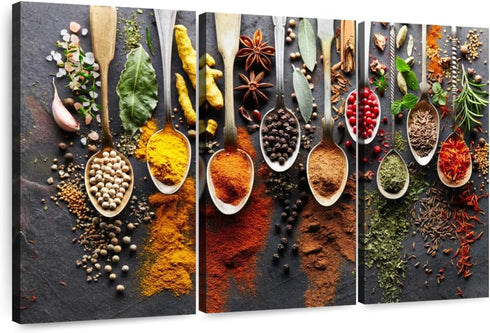 ElephantStock Choice of Spices Wall Art - 3 Panel Multi Piece Canvas