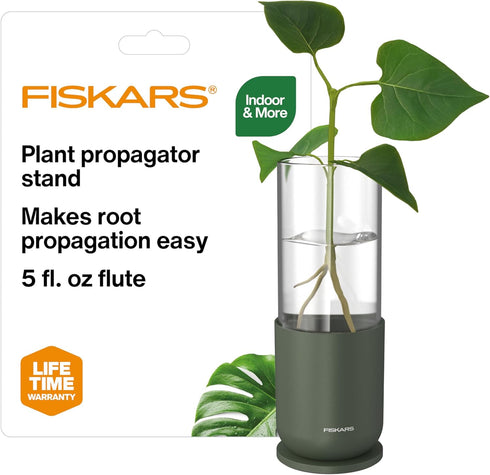 Fiskars Plant Propagator, Single Glass Vase with Metal Stand for Rooting Cuttings,