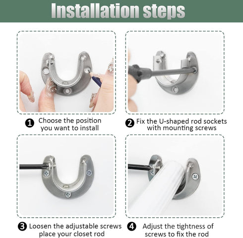 Cosweet 6 Packs Stainless Steel Closet Pole Sockets - Closet Rod End Supports with Screws for Easy Installation
