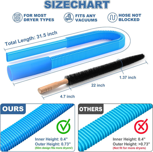 2 Pieces Dryer Vent Cleaner Kit, Compatible with All Vacuum Cleaners, Lint Brush and Hose Attachment