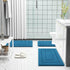 Buganda Bathroom Rugs, 24" x 16", Peacock Blue Soft Microfiber Bath Mats, Non-Slip Shaggy Carpet for Bathroom Floor