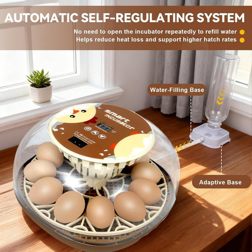 12-Egg Pigeon(12-Egg-Brown) Series I-Automatic Incubator for Beginners, Auto Egg Turn, Steady Self-Regulating Humidity