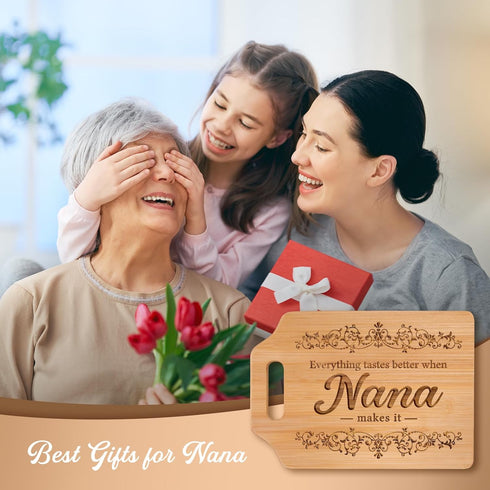 Nana Gifts - Engraved Bamboo Cutting Board, 12.3"L x 8.7"W x 0.4"Th, Birthday Gifts for Nana