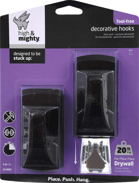 HIGH & MIGHTY 515811 Tool Free Rectangular Wall Hook, 15LB Limit, Oil Rubbed Bronze