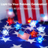 4th 13 40 BOHON of July Decorations Battery Operated String Lights with Timer ft LEDs Red White and Blue Star American