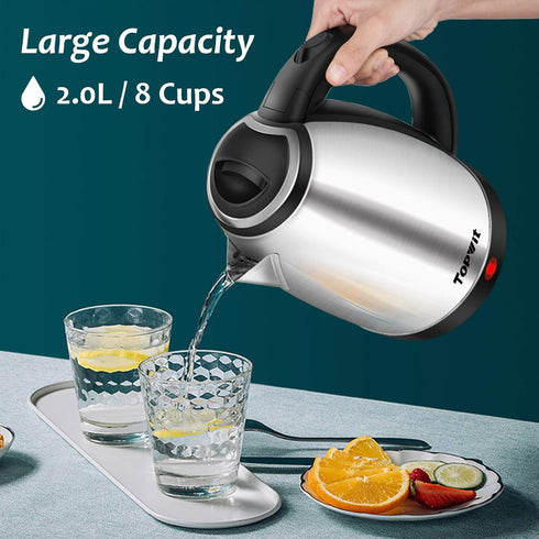 TOPWIT 2.0L Electric Kettle, BPA-Free Stainless Steel Hot Water Kettle with Fast Boil, Auto Shut-Off & Boil Dry