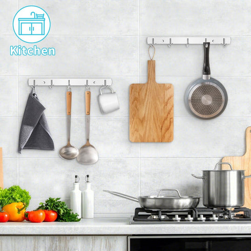 Wall Mounted Coat Rack, 5 Hook Coat Hanger Wall Mount, Premium Stainless Steel Coat Rack, Upgrade Mounted Coat Hooks