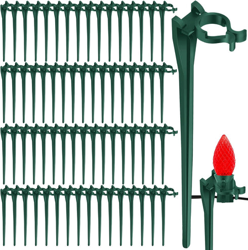 AUGSHY 100 Pack Christmas Light Stakes, 7.5 inch Yard Lawn Holiday Light