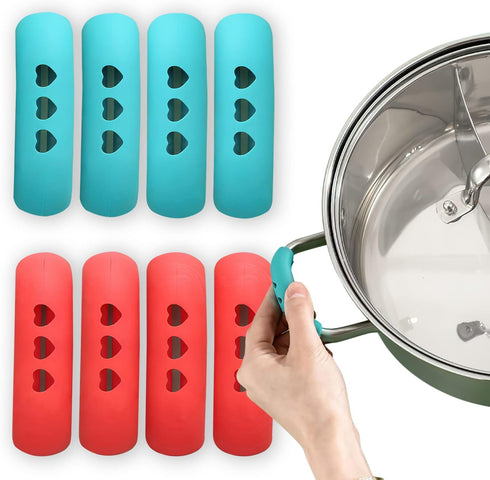AUOCATTAIL 2 Pairs Silicone Assist Handle Holder, Non-Slip Grip for Cast Iron Skillets