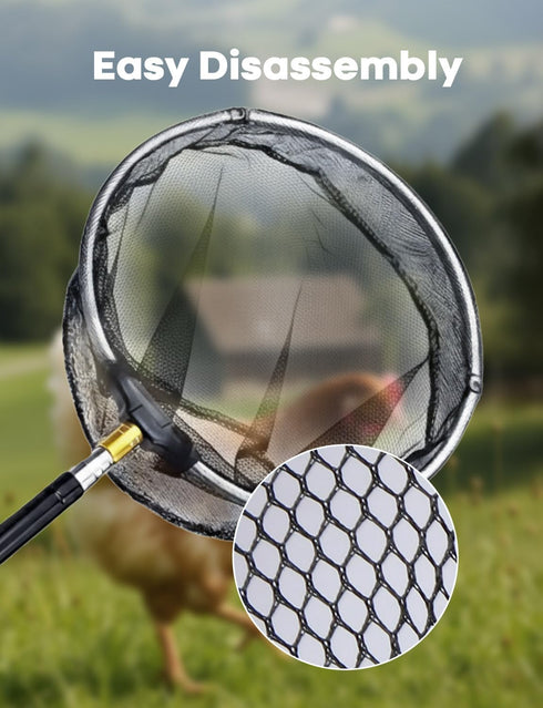 SHANWORN 16" 58.5" Stainless Steel Retractable Chicken Catching Net - Extendable to Poultry Net with Leg Hook for Safe