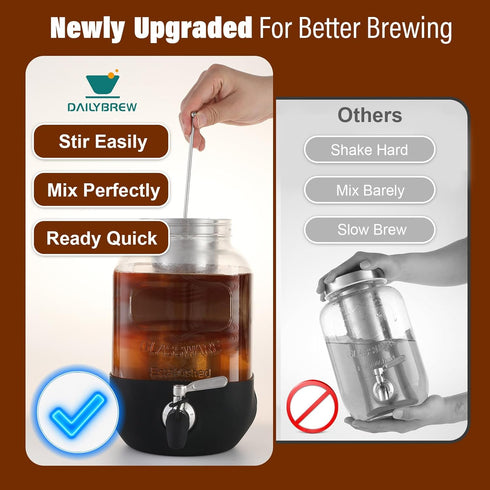 dailybrew 1 Cold Brew Coffee Maker, Gallon Iced Coffee Maker With Stainless Steel Filter, Heavy Duty Glass Cold Brew