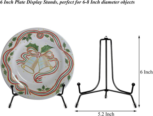 6 Pack Upgraded 6 Inch Anti-Slip Iron Plate Display Stands for Books, Decorative Plates, Artworks