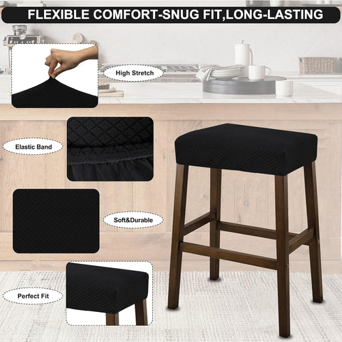 Counter A,2 Pack NeColorLife Rectangle Bar Stool Covers,Stretch Waterproof Saddle Seat Covers for Height and Kitchen