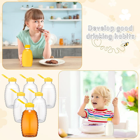 24 (16oz) Pcs Clear Plastic Honey Bottles Plastic Skep Style Jar Honey Squeeze Bottle Empty Refillable Honey Dispenser