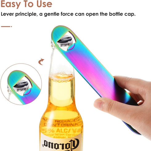 4 Pcs Heavy Duty Stainless Steel Flat Bottle Opener 7 Inch Solid Beer Opener for Bar Kitchen Wedding Party (Laser,