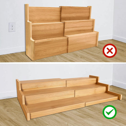 Expandable 3 Tier Bamboo Spice Rack Organizer, Great for Kitchen Cabinet, Cupboard, Pantry
