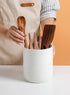 Ceramic Kitchen Utensil Holder, 7" Large Stable Crock, Cooking Organizer for Kitchen Counter, Dishwasher Safe, White