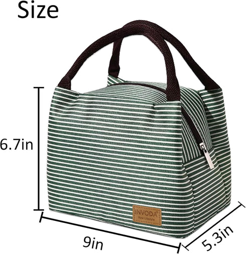 2PCS Reusable Lunch Tote Bags, Portable Insulated Lunch Cooler Bag for Picnic Office Beach (Green+Red)