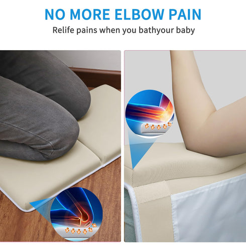 Elbow Set, 1.5 inch JJGoo Bath Kneeler with Rest Pad Kneeling Pad Mat for Bathtub Baby Bathing Parents, Painless Foam