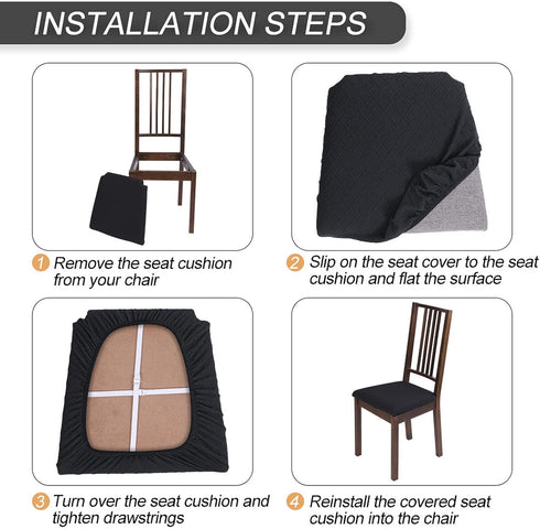 SearchI Stretch Printed Chair Seat Covers Set of 4, Removable Washable Protector for Dining Room Chairs