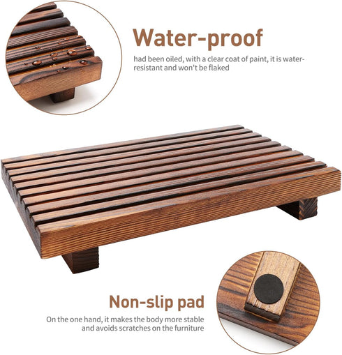 Farmhouse Wooden Bathroom Counter Organizer, Small Kitchen Countertop Trays, Decorative Wood Riser for Dish Soap
