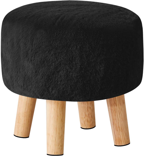 YMYNY Round Pouf Ottoman Small Foot Stool Faux Fur Foot Rest for