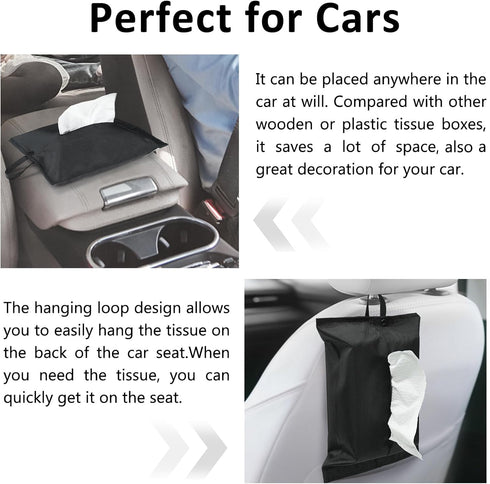 kakaforsa Black Toilet Paper Holder | Reusable Tissue Holder Cloth Cover | Hang Paper Towel Holder for Car, Home,