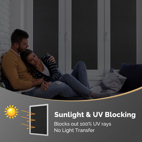 DOWELL Blackout Window Film, 100% Light Blocking Static Cling for Glass, Heat Control Removable Window Tint.