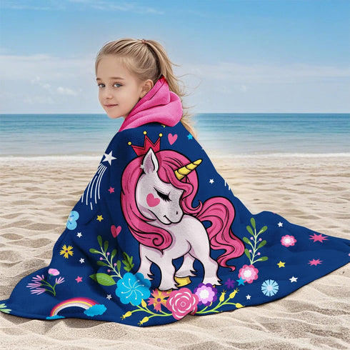 4-8,Kids 30x50 inch Unicorn Bath Towel for Girls Hooded Beach Towels for Kids Ages Hooded Bath Towels Wrap for Toddler