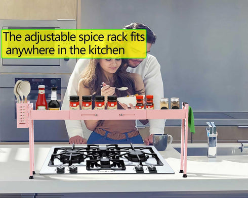 27 32 Inches Countertop Horynar Over Stove Shelf Stove Top Organizer Shelf for Kitchen with Extra Basket and Hooks