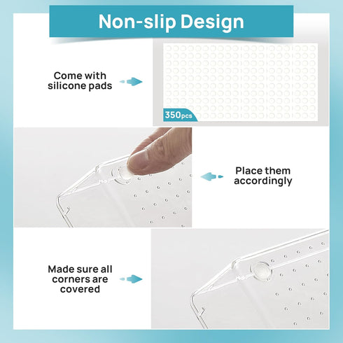 Vtopmart 72 PCS Clear Plastic Drawer Organizers Set, 4-Size Versatile Storage Bins for Makeup, Jewelry, Kitchen Utensils