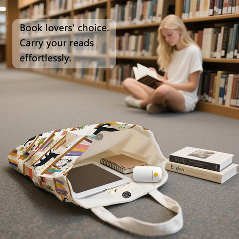 Aesthetic Canvas Tote Bag for Women - with Magnetic Snap Closure & Zipper Inner Pocket Reusable Bag for Shopping
