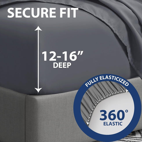 Home Collection Micro Caress Luxurious Sheet Set - 90GSM 4-Piece Full Size - Gray Color